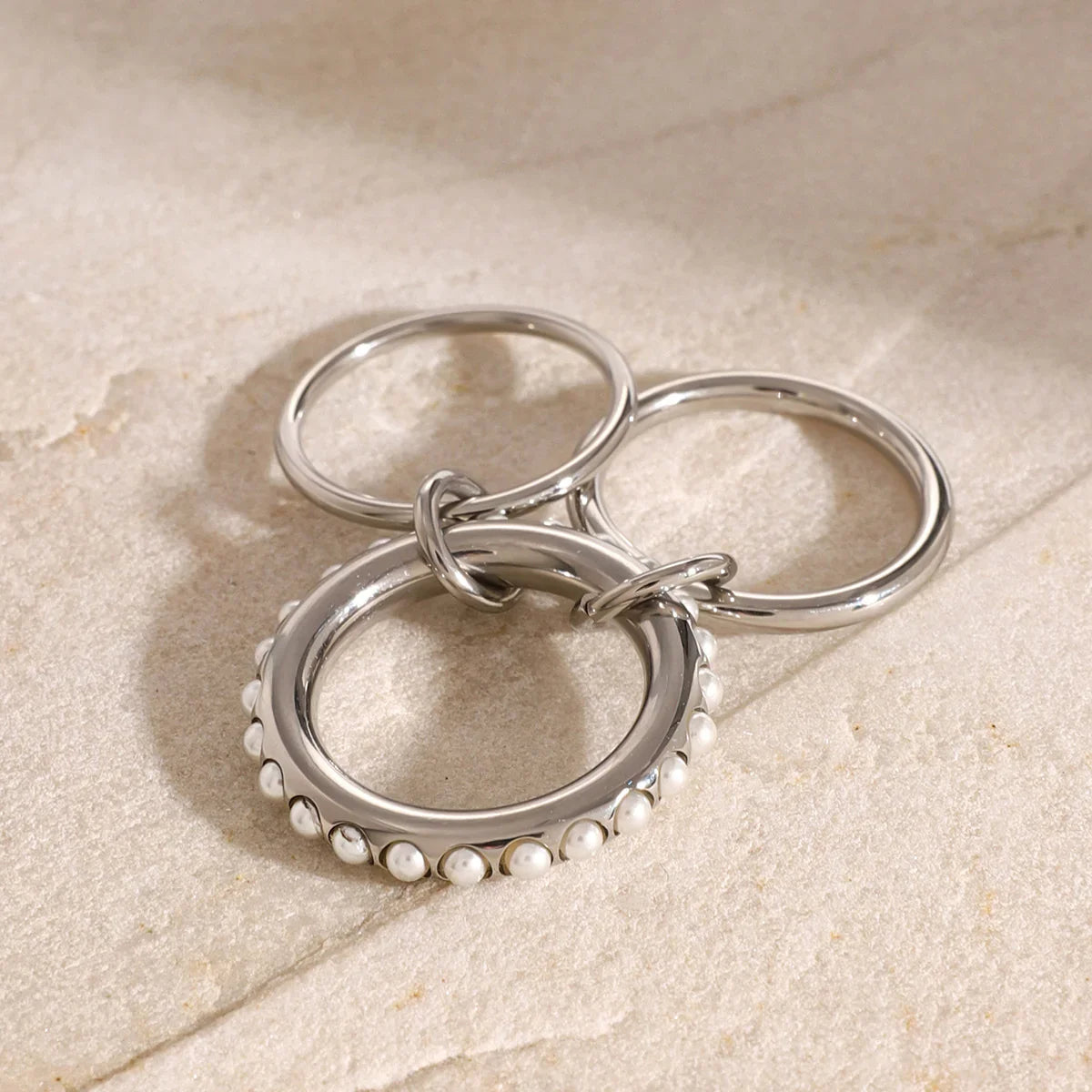 [Amore]Mikayla Stacked Freshwater Pearl Ring