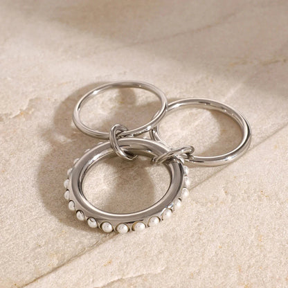 [Amore]Mikayla Stacked Freshwater Pearl Ring