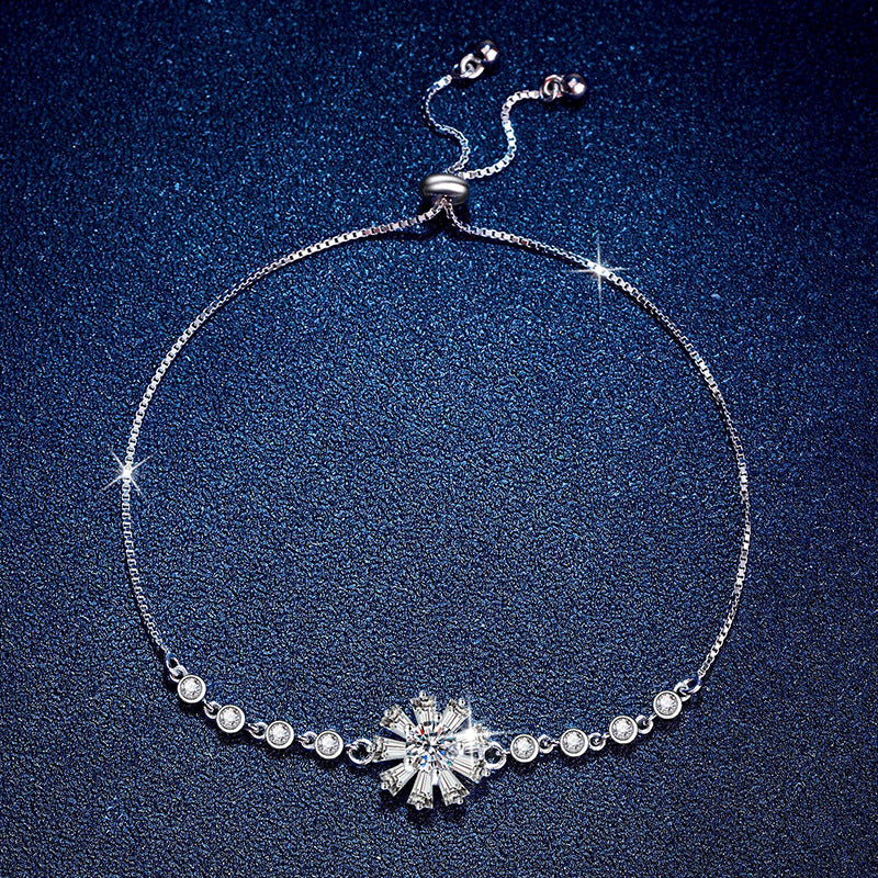 [Amore]RADIANT ICY CRYSTAL SUNFLOWER MOISSANITE BRACELET
