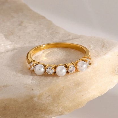 [Amore]Keisha Diamond Pearl Ring