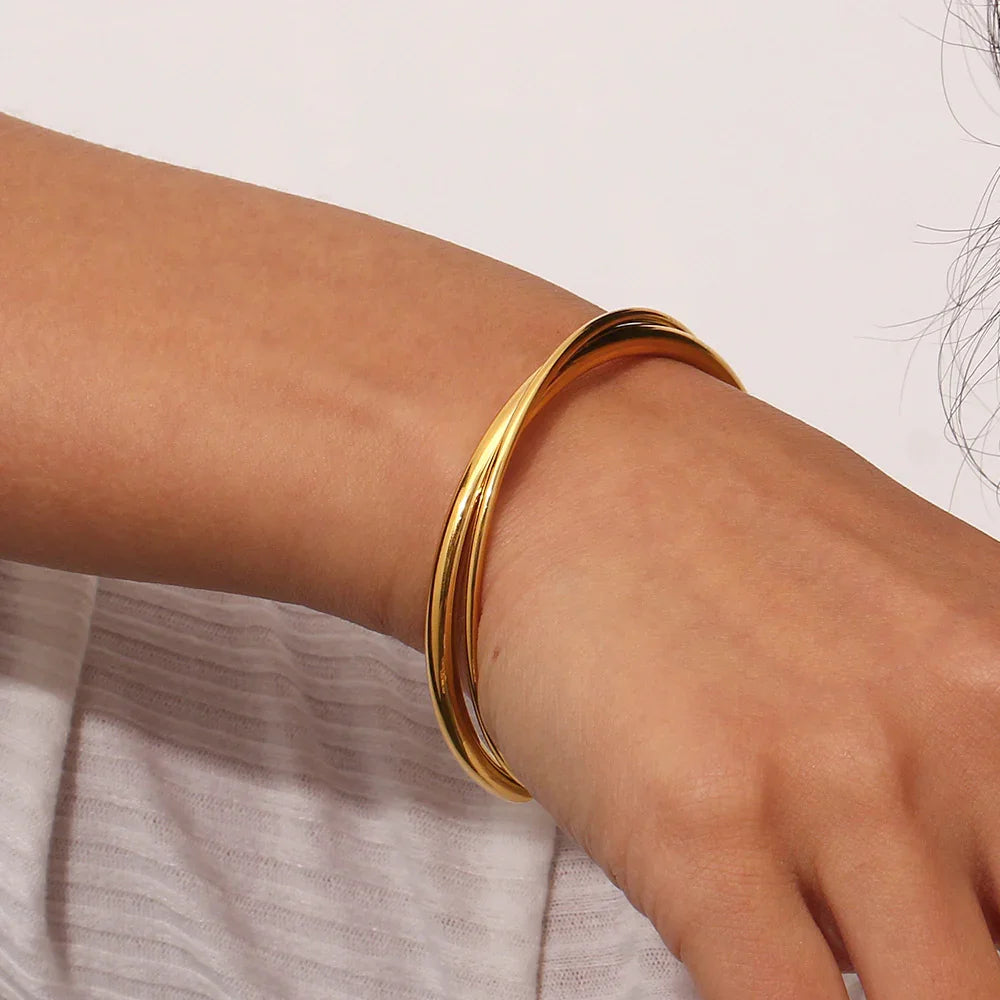 [Amore]Rianne Layered Gold Bangle