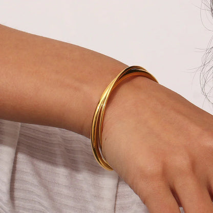 [Amore]Rianne Layered Gold Bangle