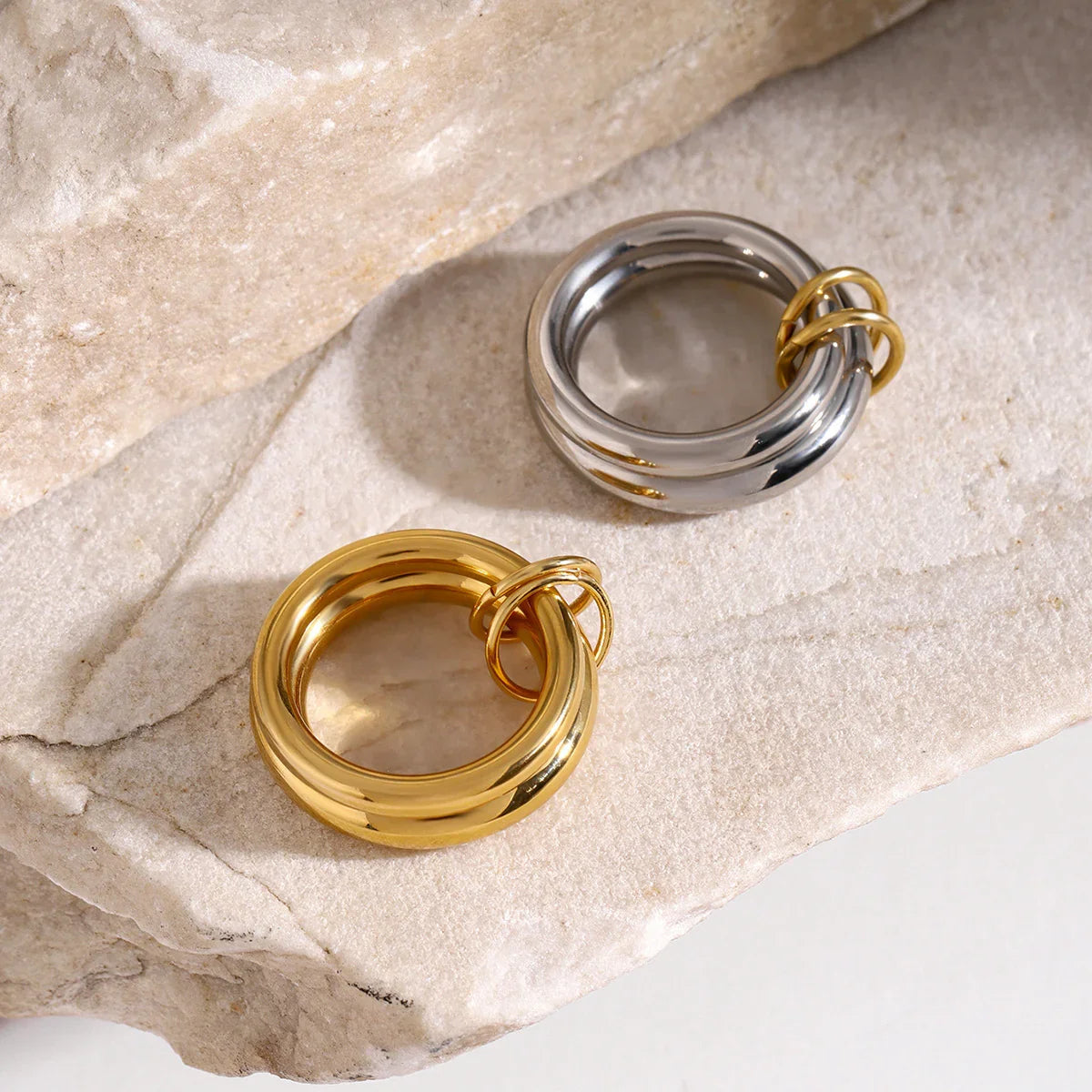 [Amore]Dune Stacked Gold Ring