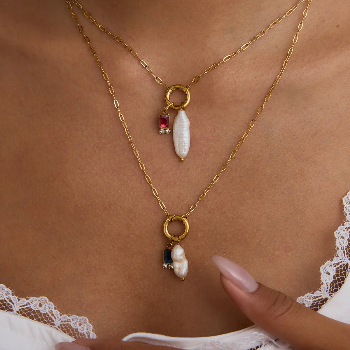[Amore]Caitlin Birthstone Pearl Necklace