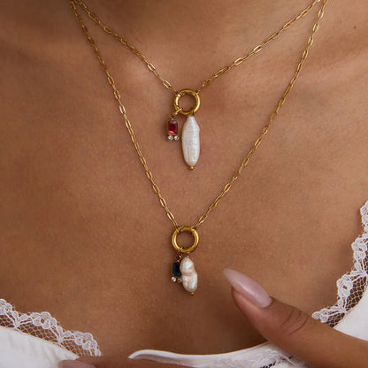 [Amore]Caitlin Birthstone Pearl Necklace