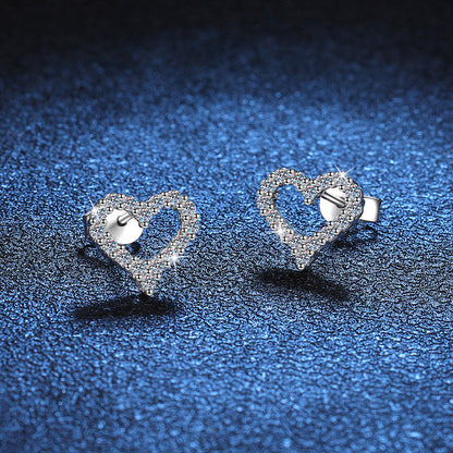 [Amore]SPARKLING HEART-SHAPED MOISSANITE STUD EARRINGS