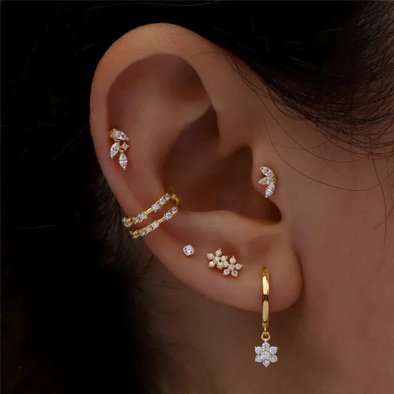 [Amore]Trio Flat Back Diamond Stud