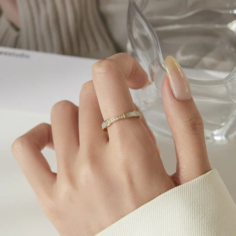 [Amore]Gabrielle Diamond Simulant Gold Ring