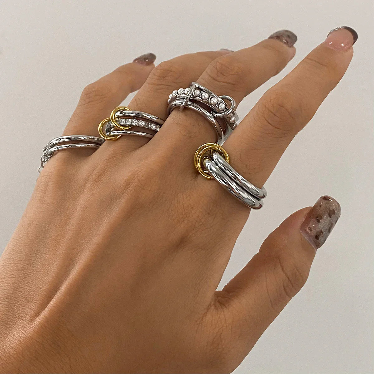 [Amore]Mikayla Stacked Freshwater Pearl Ring