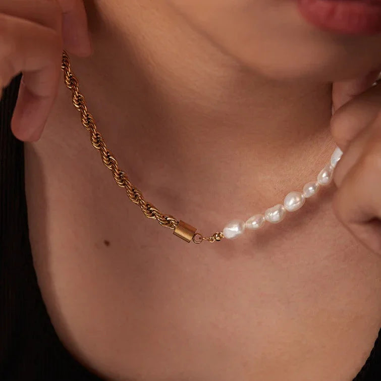[Amore]Dualia Gold Pearl Necklace