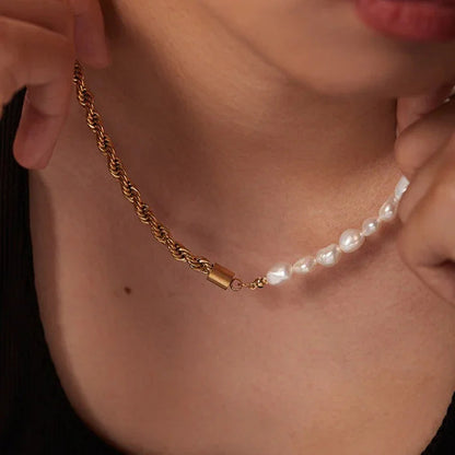 [Amore]Dualia Gold Pearl Necklace