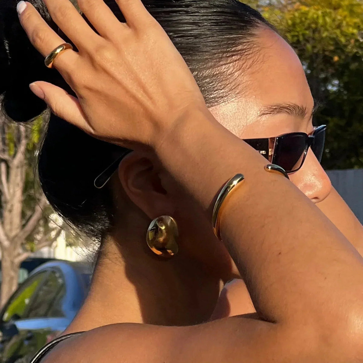 [Amore]Carrie Chunky Bean Gold Earrings