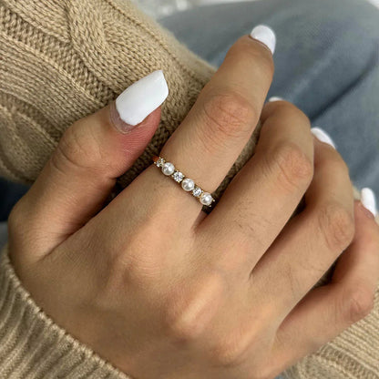 [Amore]Keisha Diamond Pearl Ring