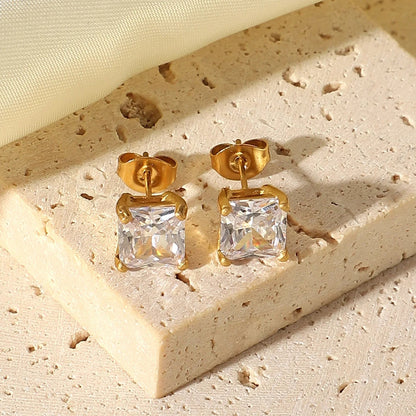 [Amore]March Solitaire Gold Earrings