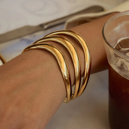 [Amore]Meredith Triple Layer Gold Bangle