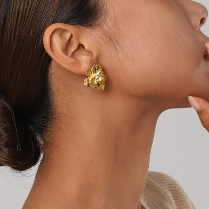 [Amore]Ainsley Floral Gold Earrings