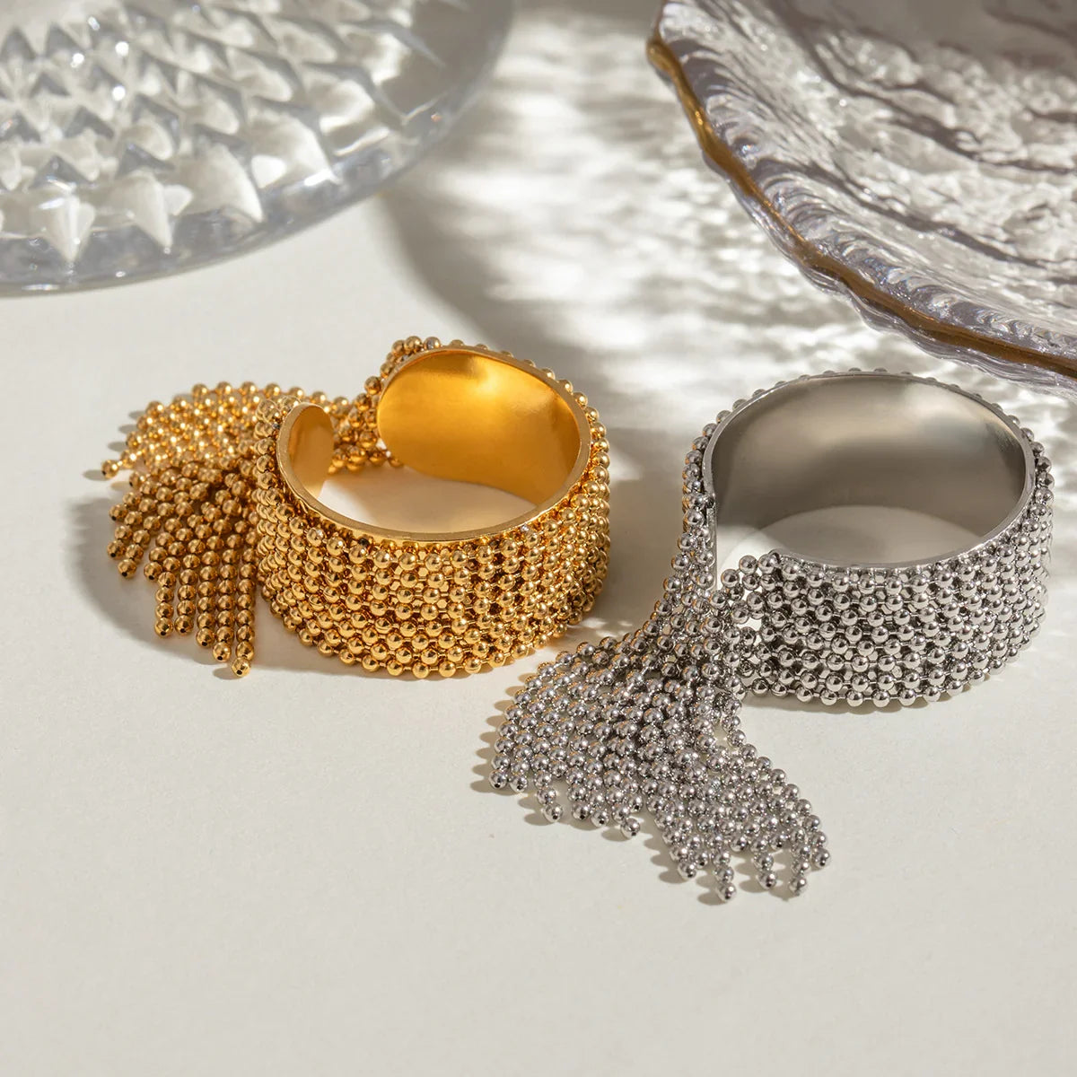 [Amore]Krystelle Gold Tassel Ring