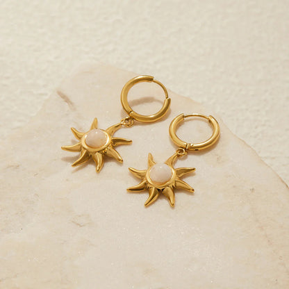 [Amore]Helia Sun-shaped Moonstone Earrings
