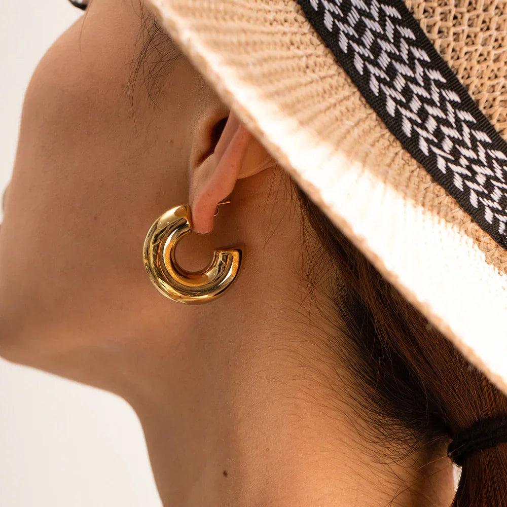 [Amore]Natalia Chunky Gold Hoops