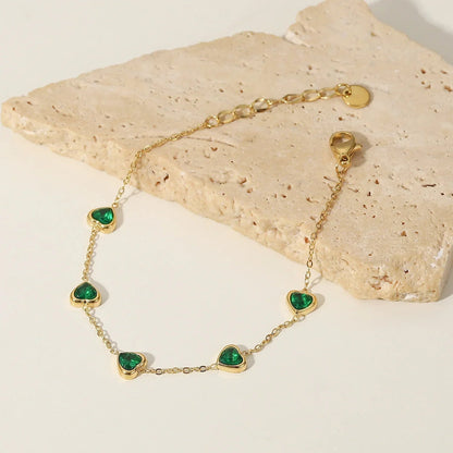 [Amore]Francia Green Heart Bracelet