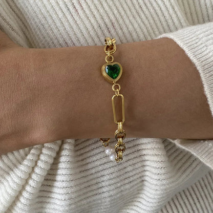 [Amore]Maddison Pearl Chain Gold Bracelet