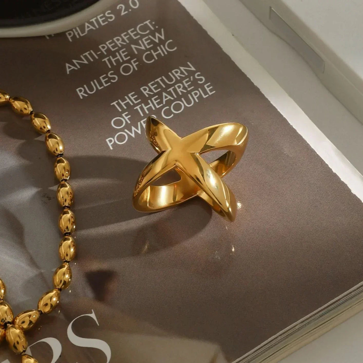 [Amore]Carolyn Gold Cross Ring