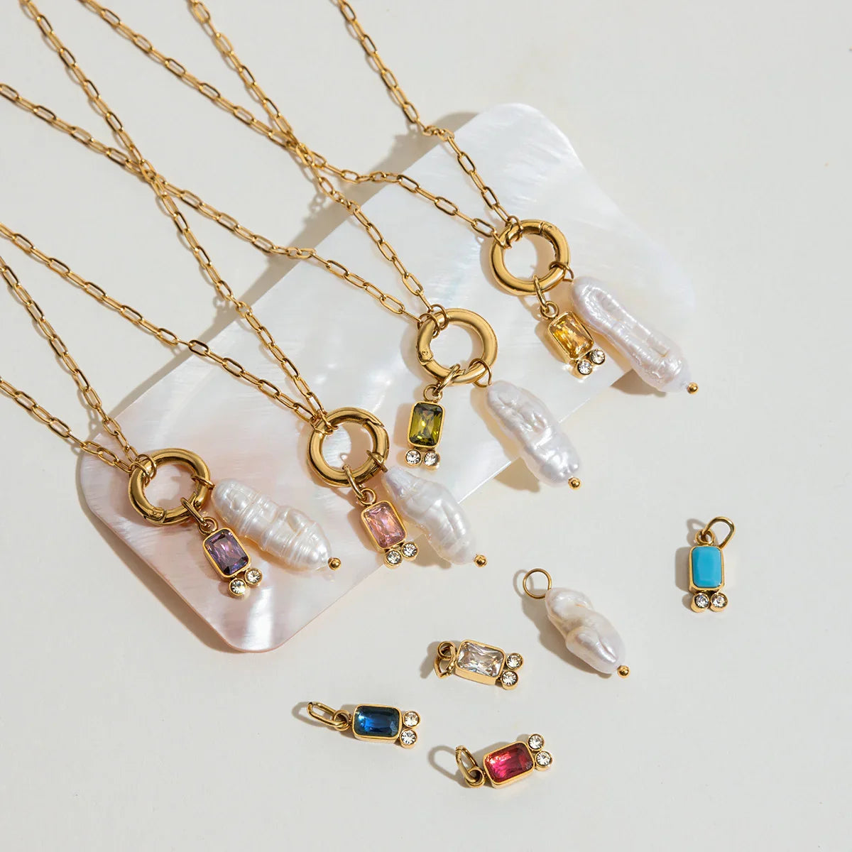 [Amore]Caitlin Birthstone Pearl Necklace
