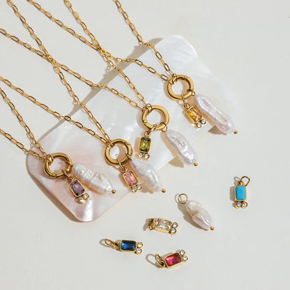 [Amore]Caitlin Birthstone Pearl Necklace