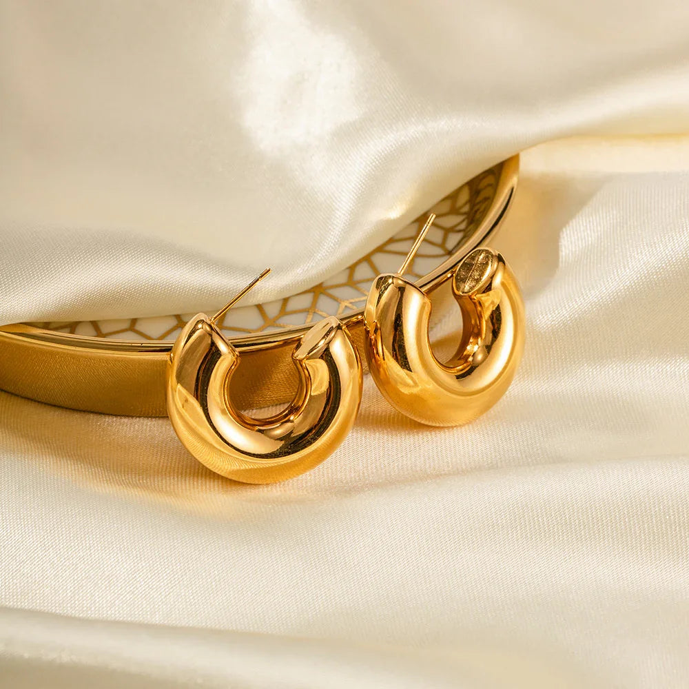 [Amore]Natalia Chunky Gold Hoops