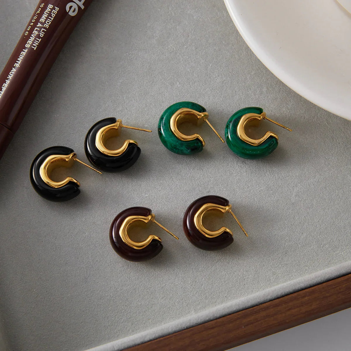 [Amore]Lexi Chunky Enamel Hoops