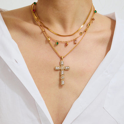 [Amore]Evangelina Diamond Cross Necklace