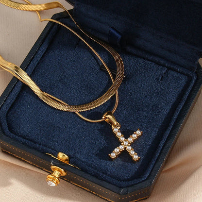 [Amore]Fiona Layered Gold Initial Letter Necklace