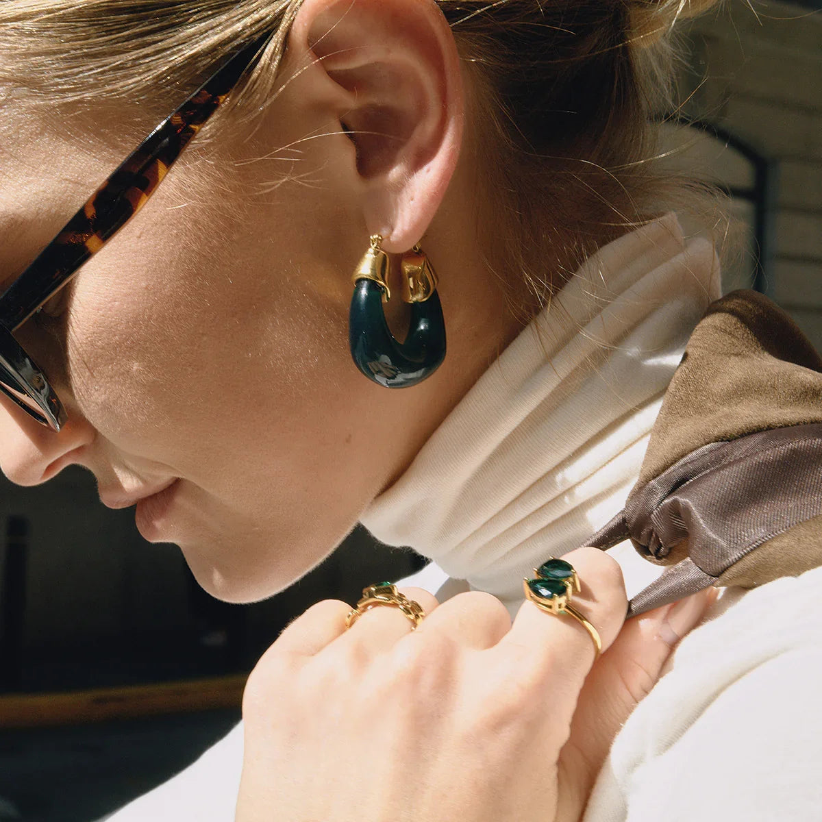[Amore]Leighton Chunky Enamel Hoops