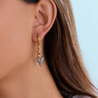 [Amore]Sarah Heart & Lock Gold Earrings