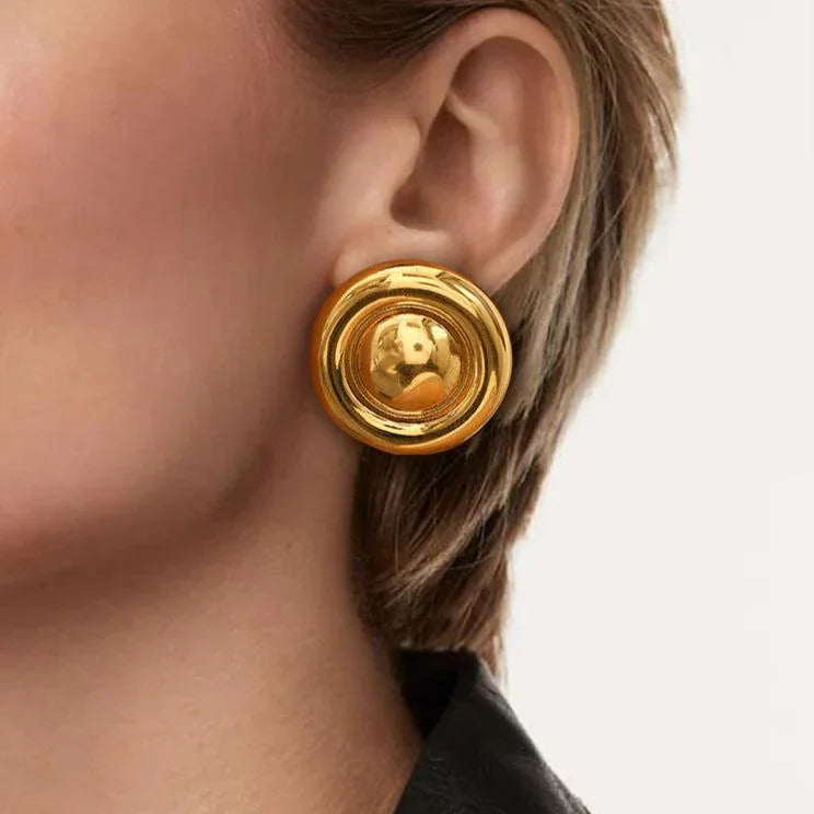 [Amore]Summers Gold Button Earrings