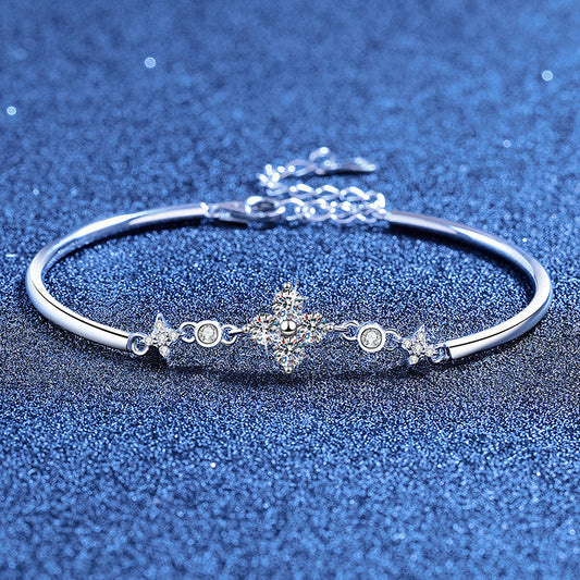 [Amore]CLOVER & TWIN-STAR MOISSANITE BRACELET