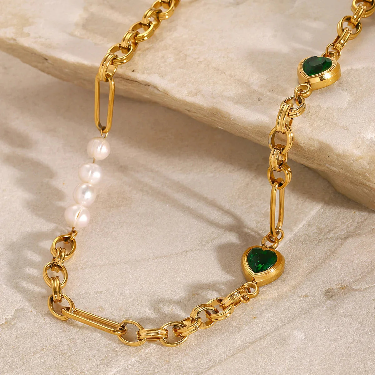[Amore]Maddison Pearl Chain Gold Necklace