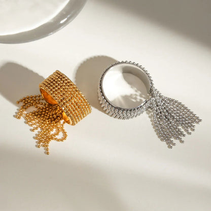 [Amore]Krystelle Gold Tassel Ring