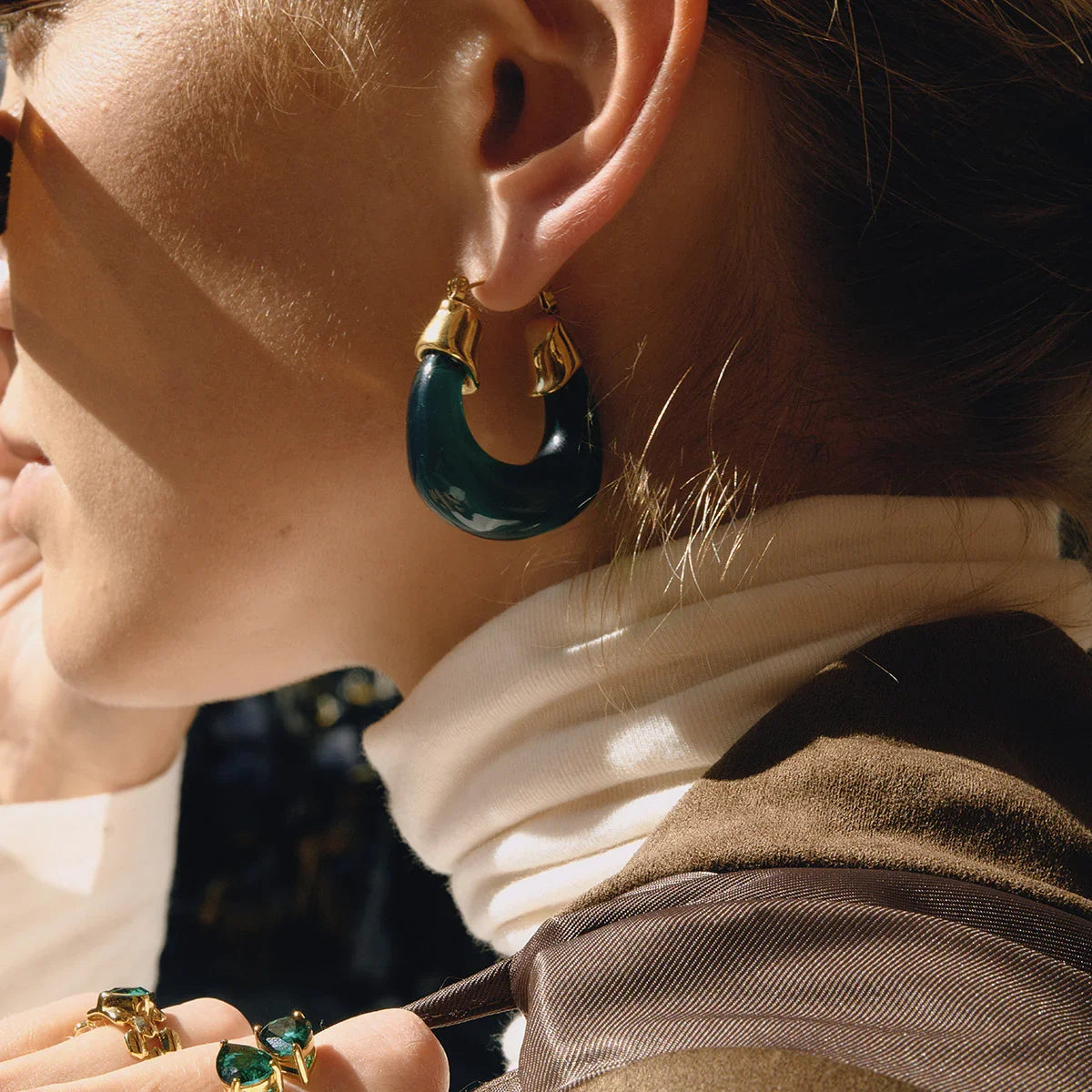 [Amore]Leighton Chunky Enamel Hoops
