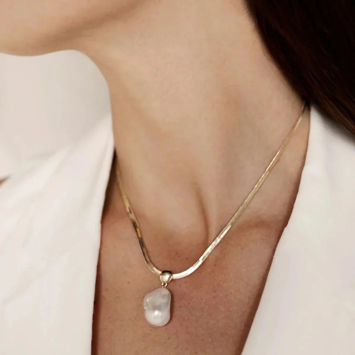 [Amore]Glorietta Herringbone Pearl Necklace