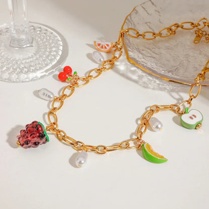 [Amore]Michelle Fruit Charm Gold Necklace