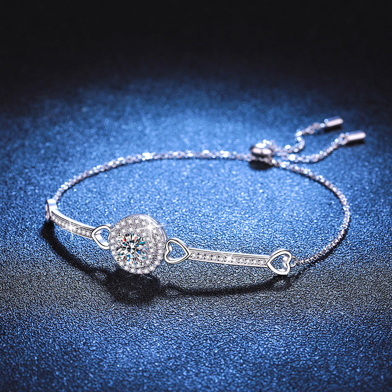 [Amore]INTERLOCKING HEART & CIRCLE MOISSANITE BRACELET