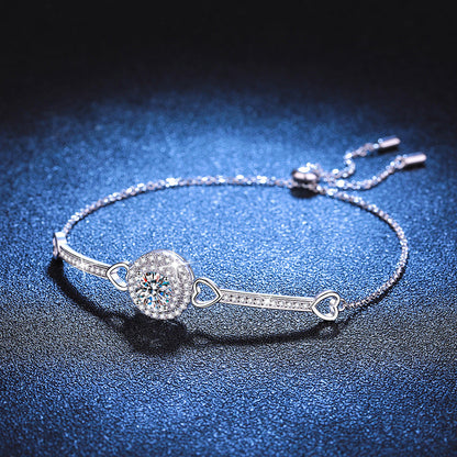 [Amore]INTERLOCKING HEART & CIRCLE MOISSANITE BRACELET