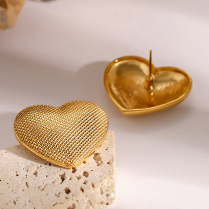 [Amore]Cecelia Textured Heart Earrings