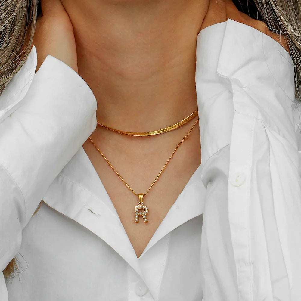 [Amore]Fiona Layered Gold Initial Letter Necklace