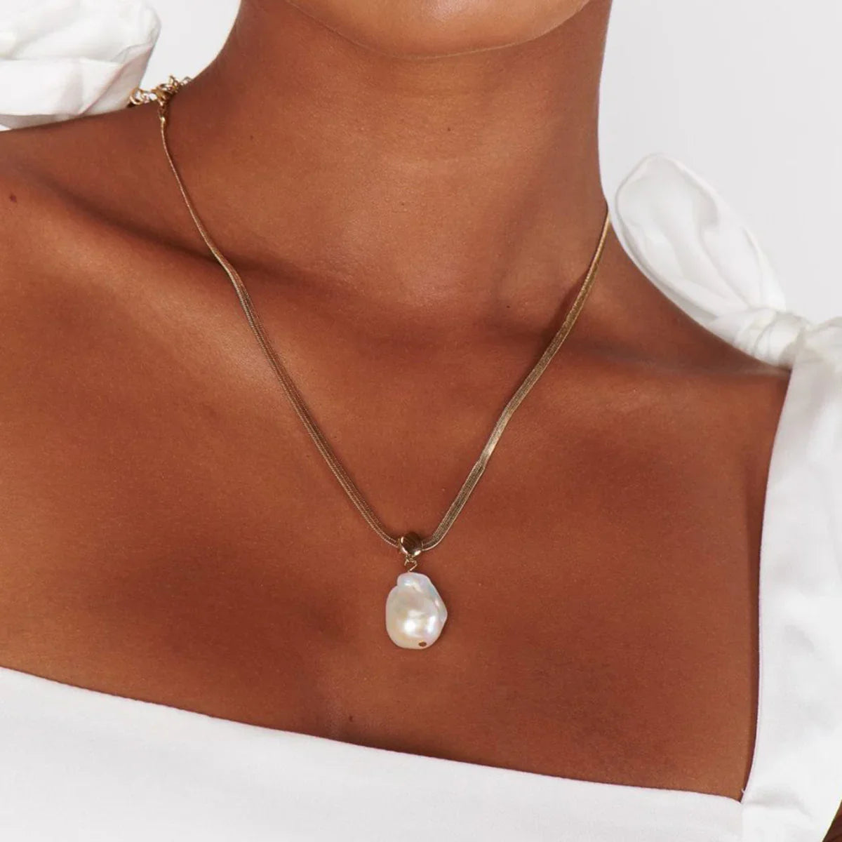[Amore]Glorietta Herringbone Pearl Necklace