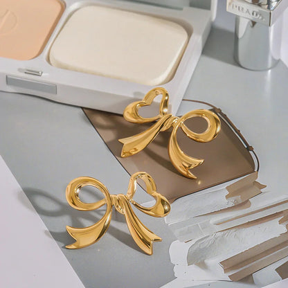 [Amore]Carissa Gold Bowtie Earrings