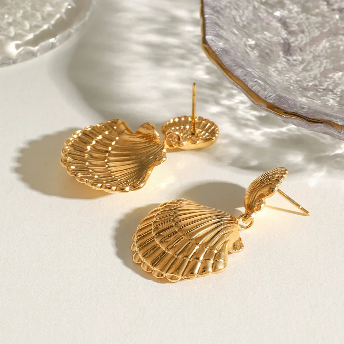 [Amore]Sandy Gold Seashell Earrings
