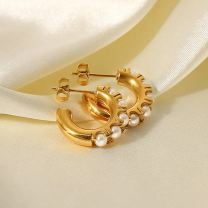 [Amore]Irene Pearl Hoop Earrings