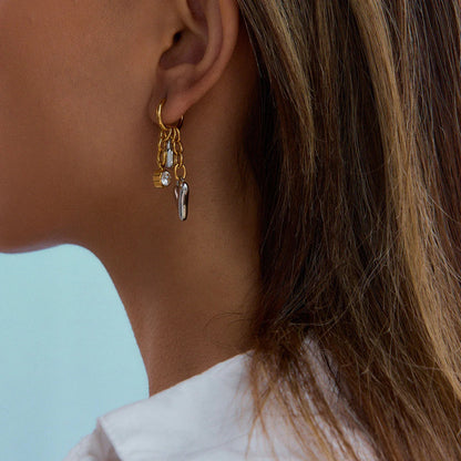 [Amore]Sarah Heart & Lock Gold Earrings